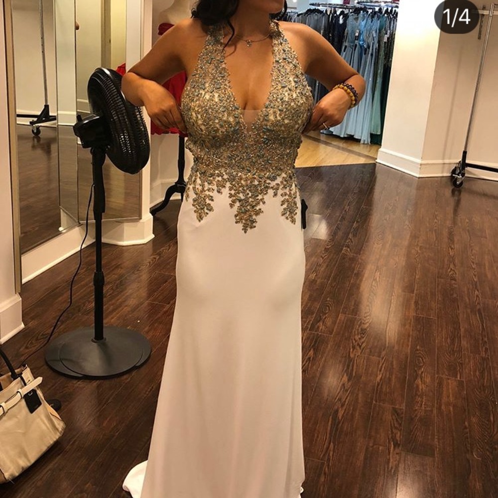 White/gold Prom Dress